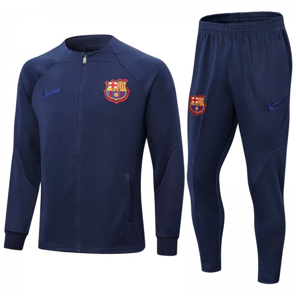 Barcelona jacket football sportswear tracksuit full zipper uniform men's training kit outdoor soccer navy coat 2022-2023