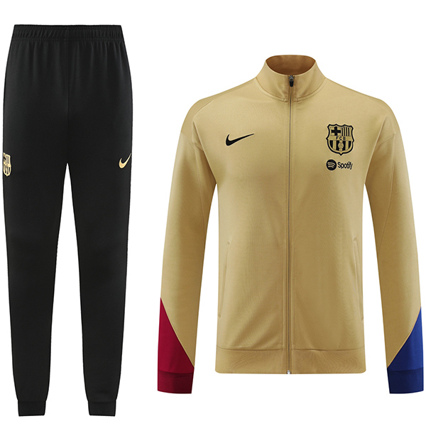 Barcelona jacket football sportswear tracksuit long zipper uniform men's training gold kit outdoor soccer coat 2024