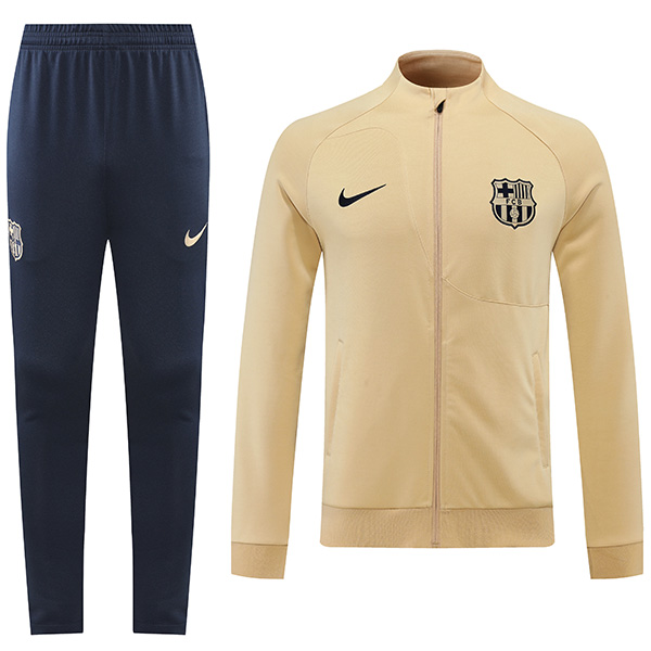 Barcelona jacket gold football sportswear tracksuit full zipper uniform FCB men's training kit outdoor soccer coat 2022-2023