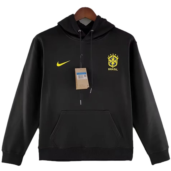 Brazil hoodie jacket black football uniform tracksuit full zipper men's training jersey kit soccer coat 2022