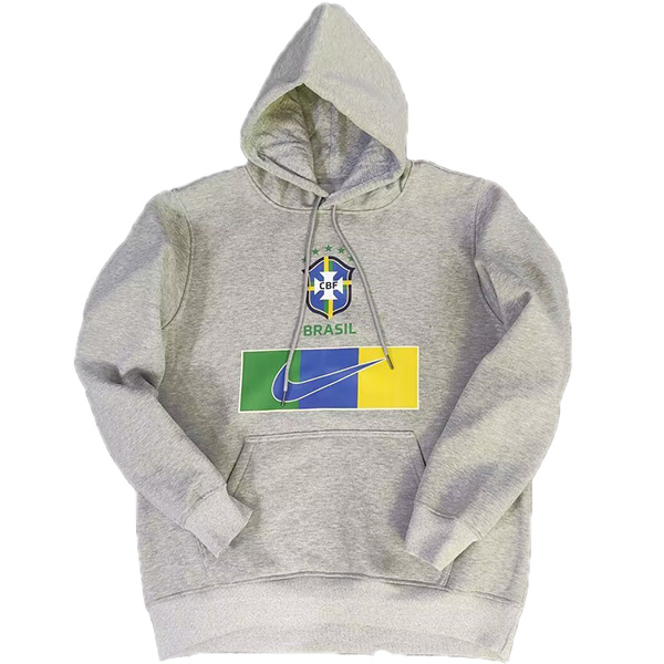 Brazil hoodie jacket football sportswear tracksuit gray uniform men's training jersey kit soccer coat 2022
