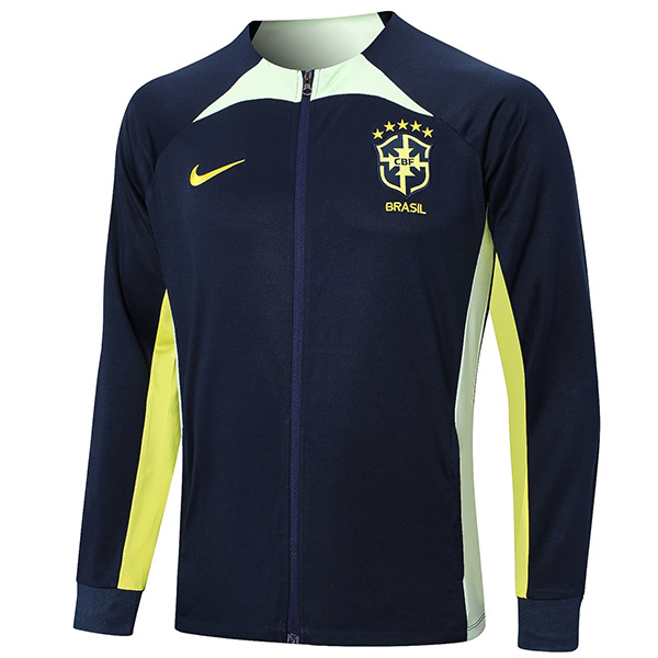 Brazil jacket football sportswear tracksuit full zipper men's cyan yellow training kit red outdoor soccer coat 2022-2023