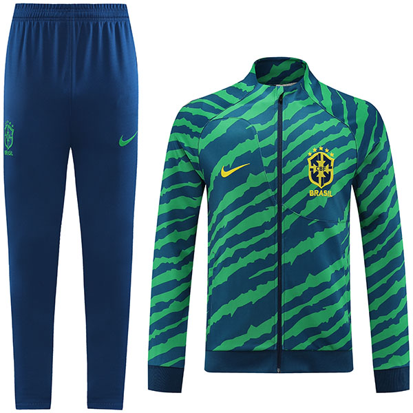 Brazil jacket football sportswear tracksuit full zipper men's green training kit red outdoor soccer coat 2022