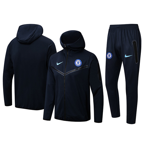 Chelsea hoodie jacket football sportswear tracksuit full zipper uniform men's training kit outdoor soccer coat navy 2022-2023