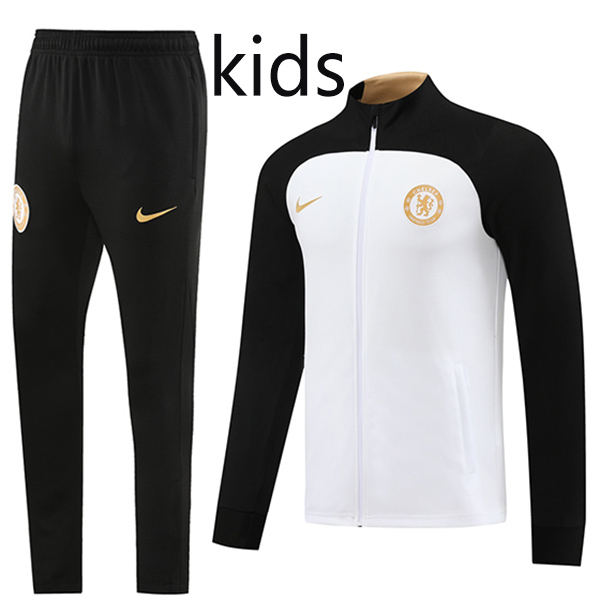 Chelsea jacket kids kit football sportswear tracksuit long zipper youth training white black uniform outdoor children soccer coat 2024