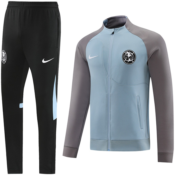 Club América jacket football sportswear tracksuit uniform men's blue gray training jersey kit soccer coat 2023-2024