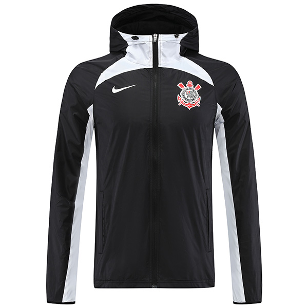 Corinthians windbreaker hoodie jacket football sportswear tracksuit full zipper uniform men's black training kit outdoor soccer coat 2022-2023