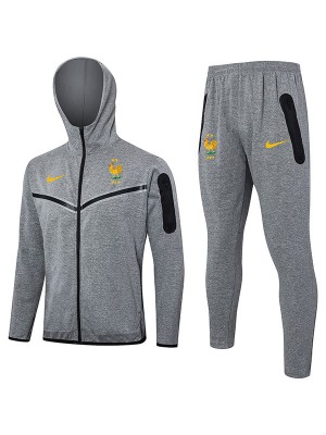 France hoodie jacket football sportswear grey tracksuit full zipper men's training kit athletic outdoor uniform soccer coat 2024-2025