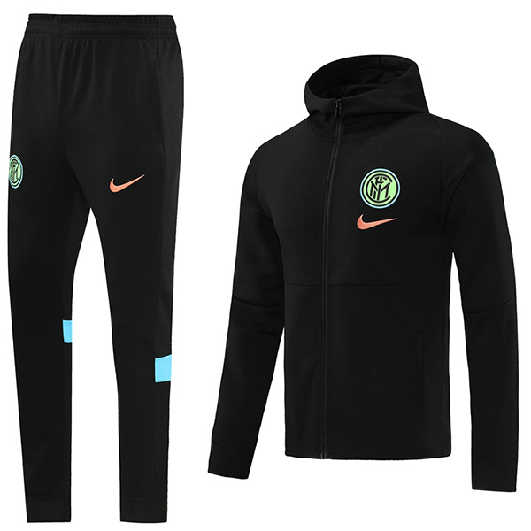 Inter milan hoodie jacket football sportswear tracksuit zipper black uniform men's training kit outdoor soccer coat 2022-2023