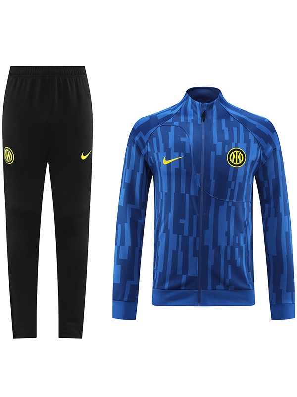 Inter milan jacket football sportswear tracksuit full zip blue black uniform men's training kit outdoor soccer coat 2023-2024