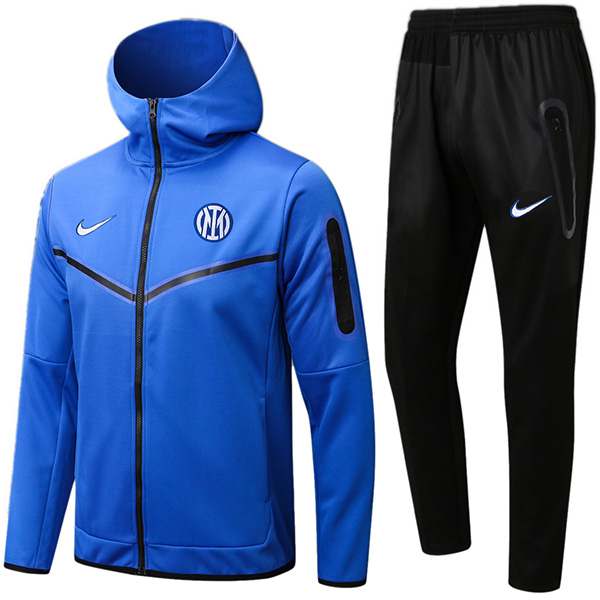 Inter milan windbreaker hoodie jacket football sportswear tracksuit full zipper blue uniform men's training kit 2024