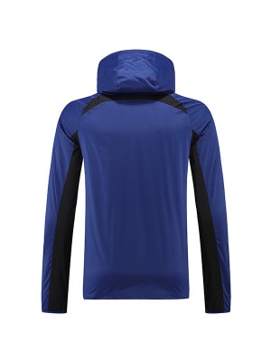 Jordan Paris saint germain windbreaker jacket football sportswear tracksuit full zipper men's training navy black kit outdoor soccer 2022-2023