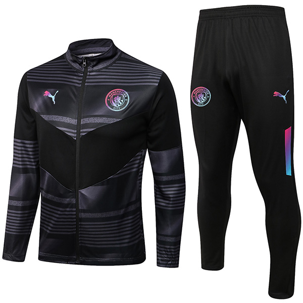 Manchester city jacket black football sportswear tracksuit full zipper men's training kit outdoor soccer coat 2022-2023