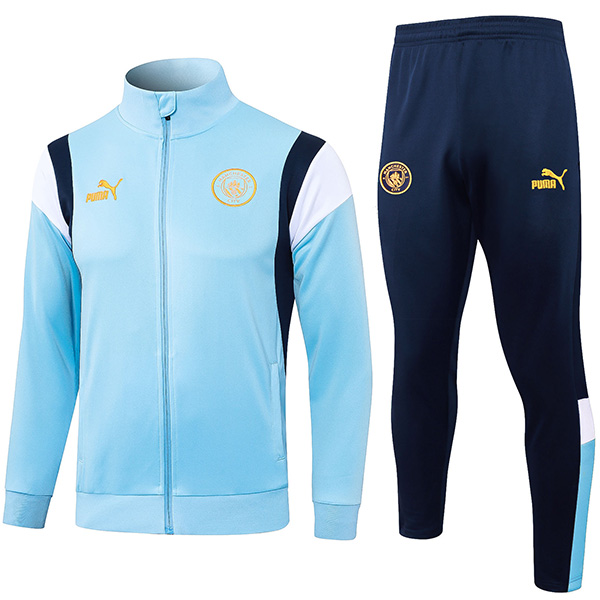 Manchester city  jacket football sportswear tracksuit long zip skyblue uniform men's training kit outdoor soccer coat 2023-2024
