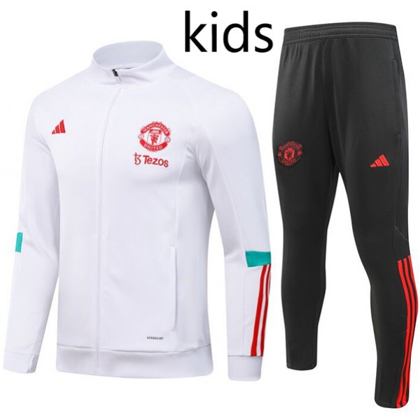 Manchester united jacket kids kit football sportswear tracksuit long zipper youth training white black uniform outdoor children soccer coat 2024
