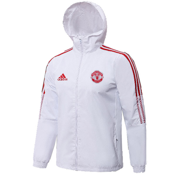 Manchester united windbreaker hoodie jacket football sportswear tracksuit full zipper men's training kit athletic outdoor soccer white coat 2022-2023