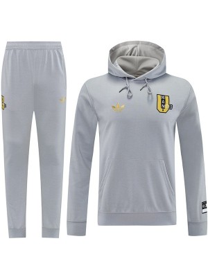 Manchester united windbreaker hoodie jacket  tracksuit gray men's training kit 2025-2026