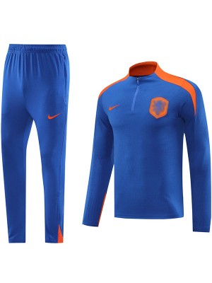 Nethlands jacket football sportswear tracksuit full zipper men's blue training kit outdoor soccer coat 2024-2025