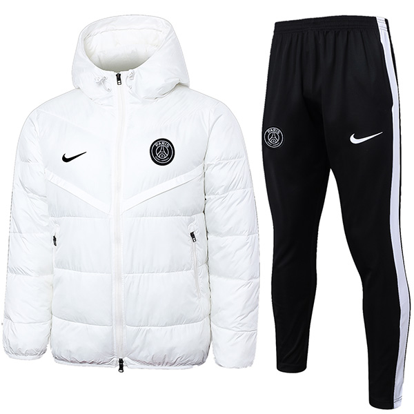 Paris Saint-Germain hoodie cotton-padded jacket white black football sportswear tracksuit full zipper men's training red kit outdoor soccer coat 2024