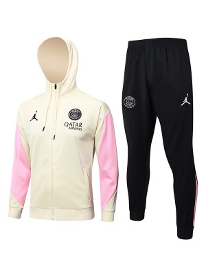 Paris saint-germain hoodie jacket football sportswear apricot tracksuit full zipper men's training kit athletic outdoor uniform soccer coat 2024-2025