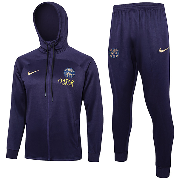Paris Saint-Germain hoodie jacket football sportswear black purple tracksuit full zipper men's training kit athletic outdoor uniform soccer coat 2024