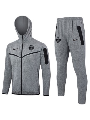 Paris saint-germain hoodie jacket football sportswear grey tracksuit full zipper men's training kit athletic outdoor uniform soccer coat 2024-2025