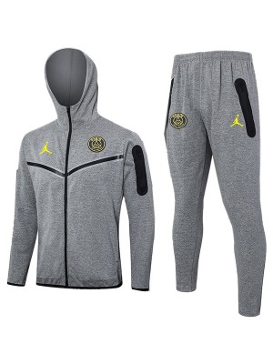 Paris saint-germain hoodie jacket football sportswear grey yellow tracksuit full zipper men's training kit outdoor uniform soccer coat 2024-2025