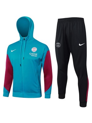 Paris saint-germain hoodie jacket football sportswear teal tracksuit full zipper men's training kit athletic outdoor uniform soccer coat 2024-2025