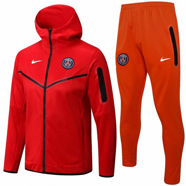 Paris saint-germain hoodie jacket football sportswear tracksuit full zipper men's training kit athletic outdoor uniform soccer red coat 2022-2023