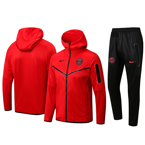 Paris saint-germain hoodie jacket football sportswear tracksuit full zipper red black men's training kit athletic outdoor uniform soccer coat 2022-2023