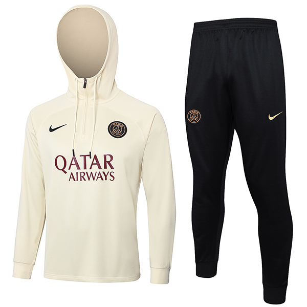 Paris Saint-Germain hoodie jacket football sportswear tracksuit zipper uniform men's training kit outdoor apricot soccer coat 2024