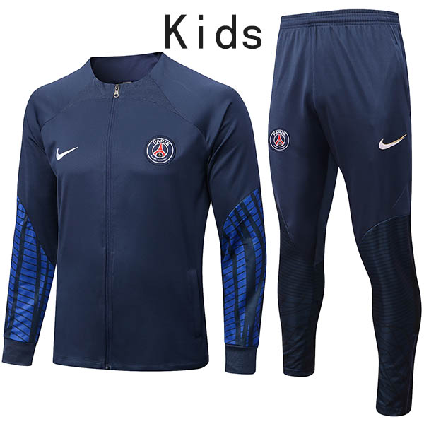 Paris saint germain jacket kids kit football sportswear tracksuit navy zipper neck youth training uniform outdoor children soccer coat 2022-2023