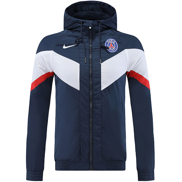 Paris saint germain navy windbreaker hoodie jacket PSG football sportswear tracksuit full zipper men's training kit outdoor soccer coat 2022-2023