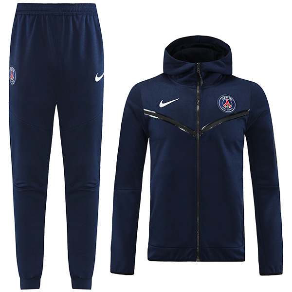 Paris saint germain windbreaker hoodie jacket football sportswear tracksuit full zipper men's training jersey kit navy soccer coat 2022-2023