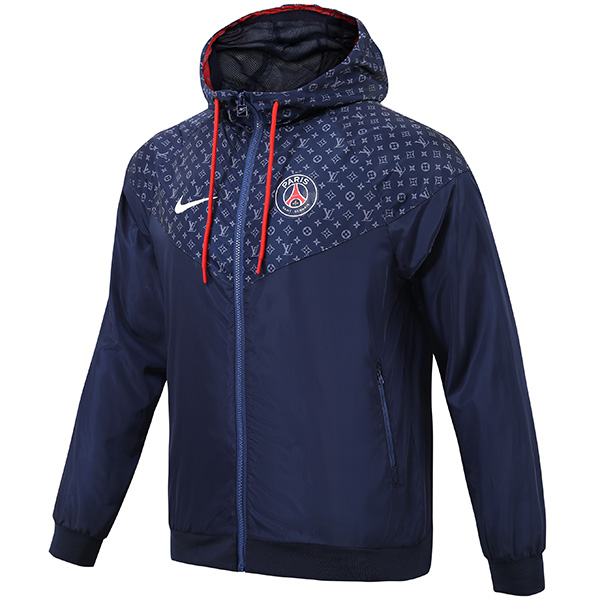 Paris saint germain windbreaker hoodie jacket football sportswear tracksuit full zipper men's training navy kit outdoor soccer coat 2023-2024