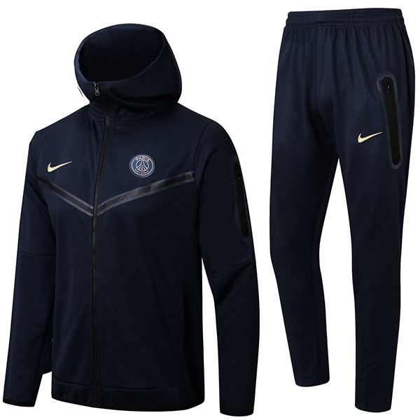 Paris Saint-Germain windbreaker hoodie jacket navy football sportswear tracksuit full zipper uniform men's training kit 2024