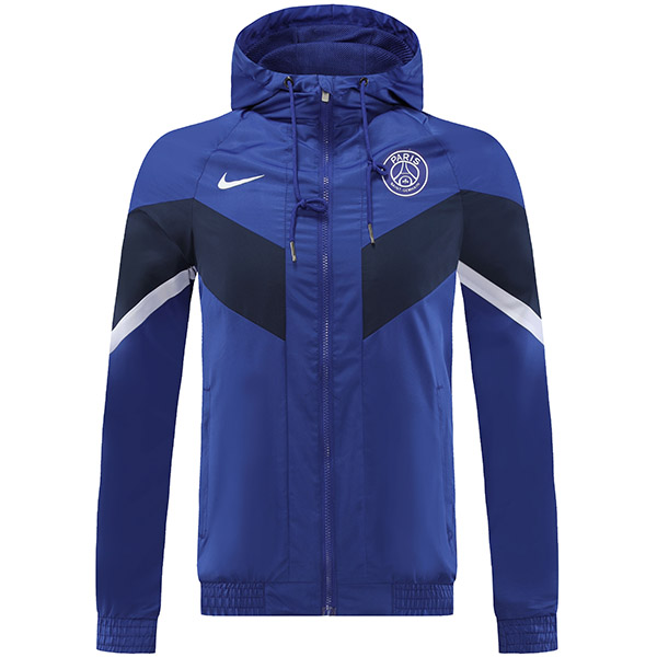 Paris saint germain windbreaker hoodie jacket PSG blue football sportswear tracksuit full zipper men's training kit outdoor soccer coat 2022-2023