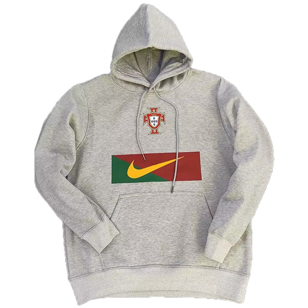 Portugal hoodie jacket football sportswear tracksuit full zipper men's training jersey kit gray soccer coat 2022