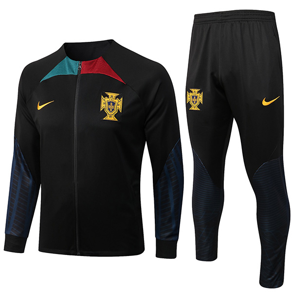 Portugal jacket black football sportswear tracksuit full zipper uniform men's training kit outdoor soccer coat 2022-2023