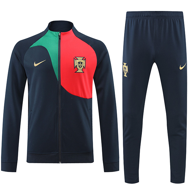 Portugal jacket football sportswear tracksuit black long zipper men's training jersey outdoor soccer coat 2022-2023
