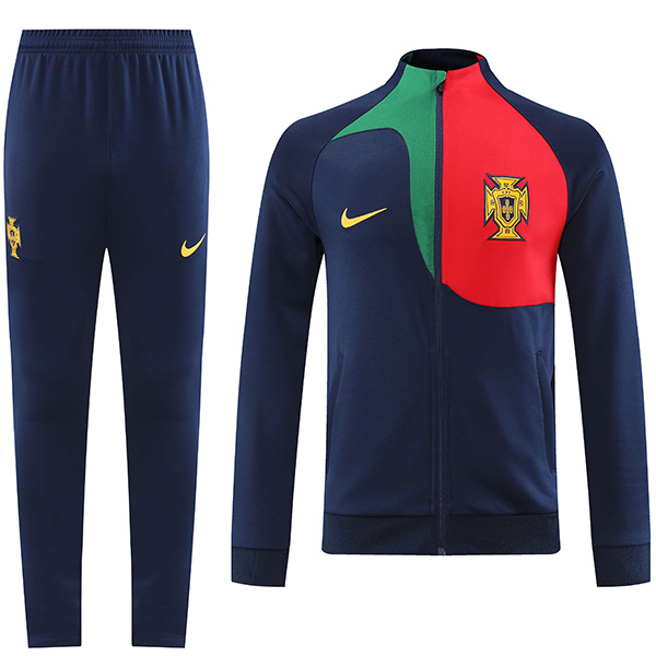 Portugal jacket football sportswear tracksuit full zipper uniform men's training kit navy outdoor soccer coat 2022-2023