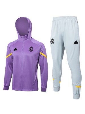 Real madrid hoodie jacket football sportswear purple tracksuit full zipper men's training kit athletic outdoor uniform soccer coat 2024-2025