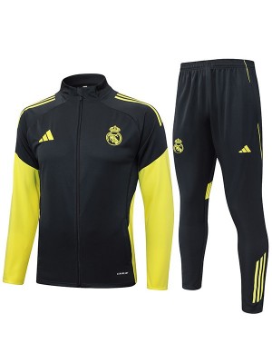 Real madrid jacket tracksuit men's black yellow training kit 2025-2026