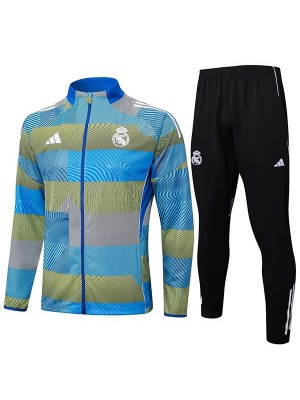 Real madrid jacket tracksuit men's blue green training kit 2025-2026