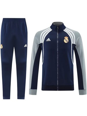 Real madrid jacket tracksuit men's navy gray training kit 2025-2026