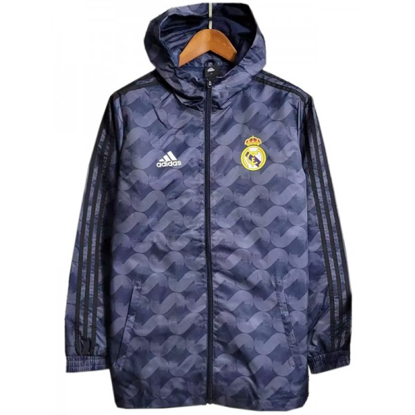 Real madrid windbreaker hoodie jacket football sportswear tracksuit full zipper men's training black uniform outdoor soccer coat 2023-2024