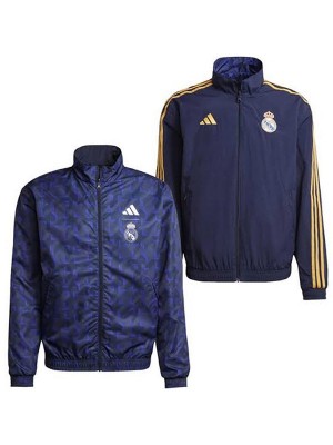 Real madrid windbreaker jacket indigo tracksuit men's training coat 2025-2026
