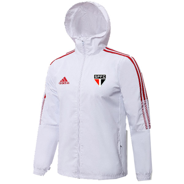 Sao paulo windbreaker hoodie jacket football sportswear tracksuit full zipper men's training kit athletic outdoor soccer white coat 2022-2023