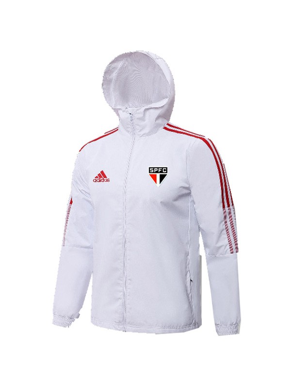 Sao paulo windbreaker hoodie jacket football sportswear tracksuit full zipper men's training kit athletic outdoor soccer white coat 2022-2023