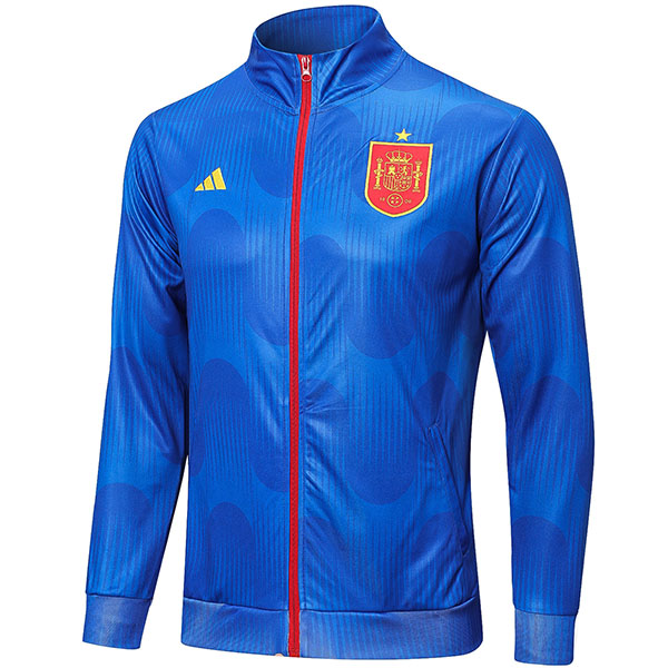 Spain jacket football sportswear tracksuit full zipper uniform men's training blue outdoor soccer kit 2022-2023